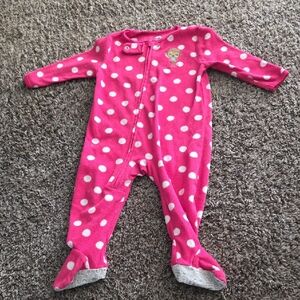 Child of Mine Pink and White Polka Dot Footie